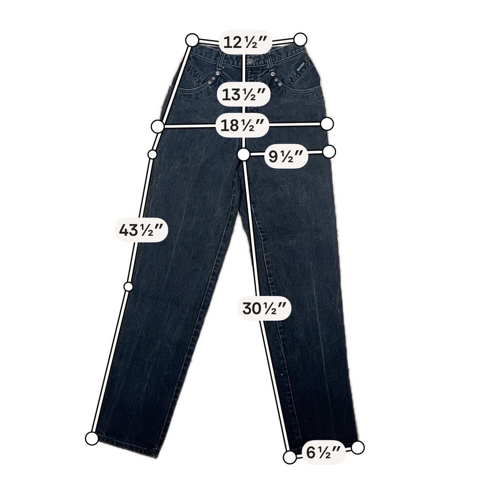 Vintage Rockies Black Western Jeans High Waist Studded V-Yoke Cotton 29/9 34 - Picture 9 of 9